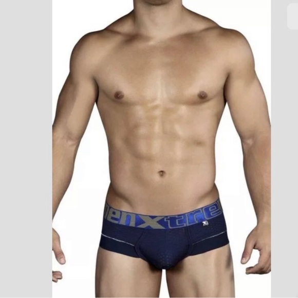 Xtremen Dark Blue/Beige Exposed Microfiber Briefs - Picture 1 of 6
